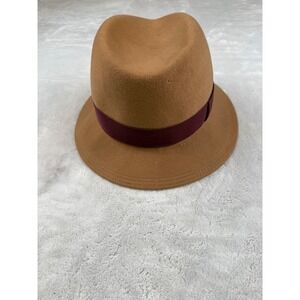 Borelli Collection Women's Wool Felt Fedora Hat Burgundy Ribbon Accent‎